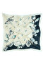 Stone Navy Blue Leaf Patterned Silk Scarf