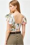 Women's Jungle Multi-Colored Side Zipper Crop Crepe Blouse Blz-19003350 - 5