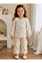 100% Cotton Girls' Floral Patterned Ruffle Collar Long Sleeve Blouse - 2