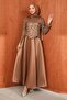 Mink Top Sequined Design Evening Dress - 4
