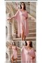 Powder Color Lace Cotton Nightgown and Dressing Gown Set