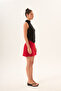 Red High Waist A-Line Mini Skirt - 2