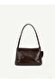 Wrinkled Textured Brown Shk218 Faux Leather, Snap Fasteners, Glasses Case with Charm, Single Compartment, Hand, Arm and Shoulder Use - 3