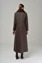 Furry Herringbone Patterned Coat with Detachable Collar BROWN 3789-Y - 8