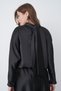 Women's Black Satin Fabric Collar Tie Design Stylish Mini Evening Dress with Elastic Waist 77158 - 5