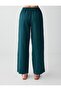 Dark Green 100% Linen Wide-Legged Lace-Up High-Waisted Trousers - 5