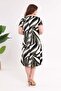 فستان ميدي نسائي مرن بنمط تجريدي باللون البيج الكاكي مقاس كبير - 6