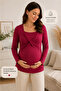 Maternity Blouse with Nursing Detail, Stretchy Viscose Fabric