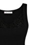 2115 Women's Lace Detailed Square Neck Tank Top Black - 2