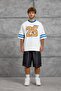 Men's T-Shirt 25 Print Blue Oversize Printed Crew Neck Cotton - 4