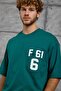 Men's T-Shirt F61 Print Green Oversize Printed Crew Neck Cotton - 2