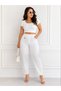 Plus Size Elastic Waist High Waist Rhinestone Straight Leg Fabric Women's Trousers - 6