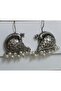 Handcrafted Oxidized Bird Dangler Earrings With Pearls - 2