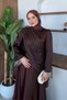 Alara Sleeve Detail Evening Dress Brown - 4