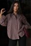 Red Oversize Checkered Women's Shirt Mg2822 - 2