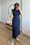Navy Blue Modal Padded Dress - 7