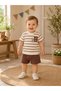 Baby Boy Cotton Striped Teddy Bear Printed Shorts Set of 2