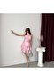 Powder Halter Neck Satin Short Evening Dress - 3