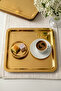 4-Piece Square Gold Coffee Presentation Tray - Luxury Serving Tray 21.5 cm