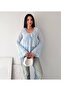 Women's Ruffle Collar Lace-Up Detailed Layered Peplum Long Sleeve Chiffon Blouse - 2