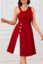 New Season Women's Asymmetrical Collar Button Detail Janjan Crepe Short Dress - 4