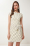 Polka Dot Tie-Up Summer Tulle Dress Lfw0019 Ecru