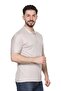 Beige Men's Dad and Middle-Aged Combed Cotton Collared Pocketed Oxford Fabric Cotton T-Shirt Classic Cut - 2