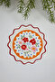 2-Piece Blue Polka Dot Orange Framed Retro Floral Pattern Embroidery Edge Cocktail Napkin 2 Pieces - 3