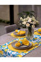 Lemon Flower Pattern, 6 Yellow Placemats, 6 Yellow Napkins, 6 Napkin Rings and a Runner Cover. - 3