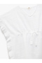 Cotton Tie Detail V-Neck Ruffle Poncho Beach Dress - 5