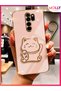 Rose Edges Gold Detailed Lucky Cat Stand Luxury Silicone Case for Redmi Note 8 Pro
