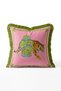 Tiger and Floral Chinoiserie Vase Motif Fringed Throw Pillow Cover - Khaki Tassel Exotic Decorative - 2