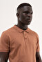 Men's m Embroidered Polo Collar T-Shirt Light Brown - 4