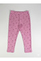 Girl's Candy Pink Heart Printed Elastic Comfortable Cut Combed Cotton Tights - 2