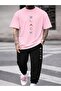 Unisex Wide-Let T-Shirt and Sweatpants Black Printed Set