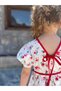 Girl's Floral Patterned 100% Cotton Balloon Dress with Tie Detail - 7