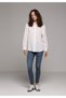 Boyfriend Fit Shirt Neck Jacquard Women's White Long Sleeve Shirt - 3