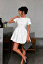 Women's Short Sleeve Ruffle Detailed Mini Flared Dress - 2