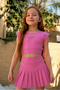 Girl's Swimsuit Sport Embossed Stylish Skirted Casual Tennis Set Swimsuit - 2