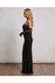 Women's Black Strapless Evening Dress with Gloves and Scarf, Maxi Length - 2