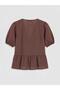V-Neck Balloon Sleeve Blouse (S6) - 2