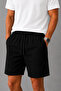 Men's Black Linen Shorts Elastic Waist Comfortable Fit Summer Casual Style