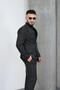 Slim Fit Men's Pointed Collar Striped Double Breasted Suit - 2