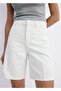 Düz denim Bermuda şort