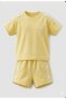 Nazar Girl's Bow Detailed Ribbed Set - Yellow & Powder - 2