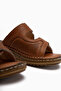 Aditi Genuine Leather Tan Double-Strapped Women's Slippers - 4