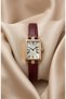 Royal Women's Watch Burgundy Leather Strap Vintage Square Model |   Roman Numeral Luxury Elegant Women Wrist Watch 2026 - 6