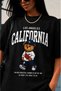 Women's California Teddy Bear Printed Oversize 100% Cotton T-Shirt Shorts Set - 3