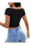Gathered Front Crop Blouse with Scallop Detail - 3