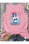 Retro Woman Printed Summer Sleeveless Crew Neck Women's Tshirt